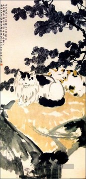 徐悲鸿 Xu Beihong Ju Peon Werke - Xu Beihong eine Katze alte China Tinte